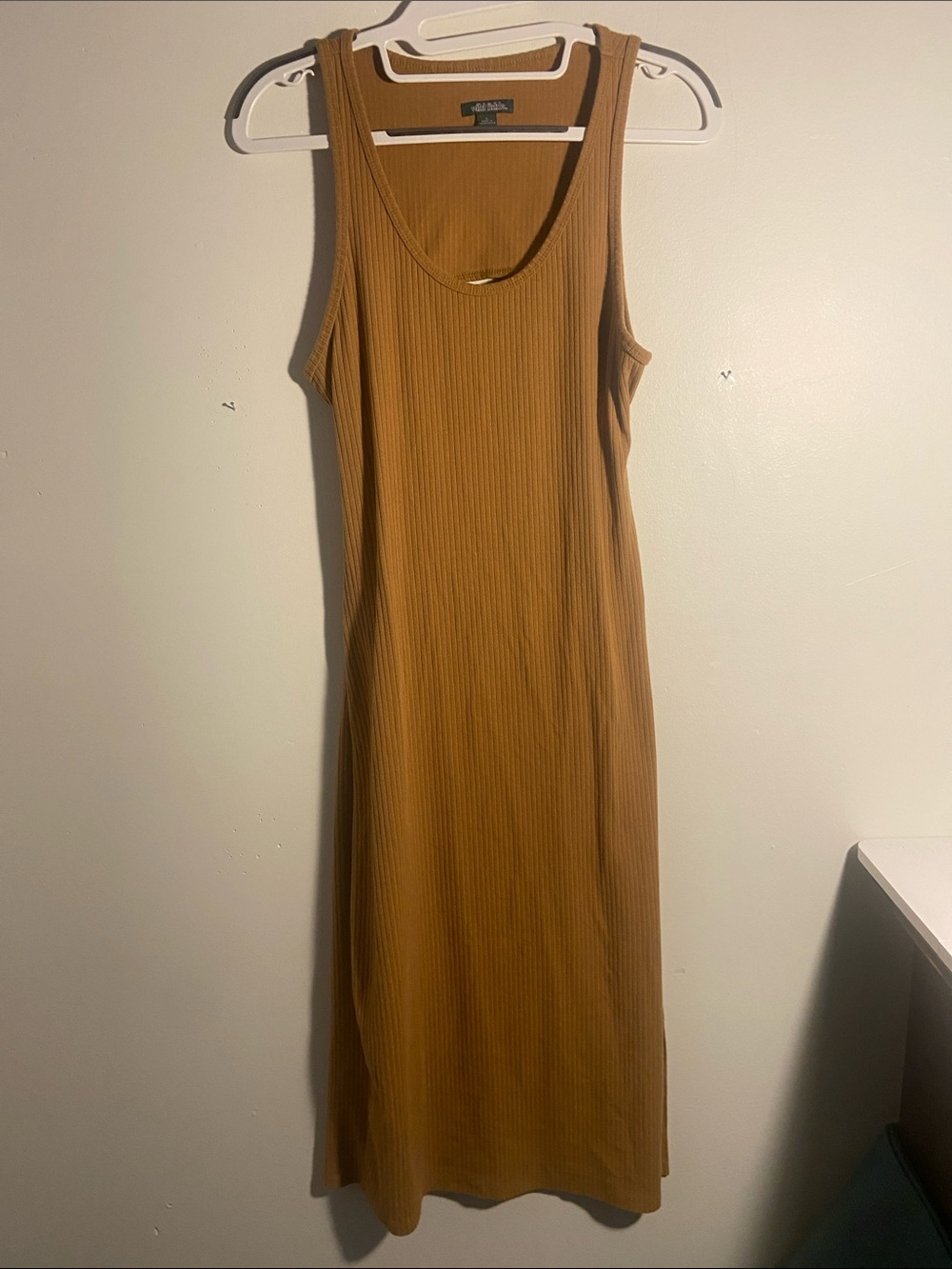 Rib Knit Body-con Dress with Slit and Open Back